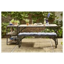Trolley Monza Zwart Staal/Hout 76x80x45 Cm -Tuingereedschap Verkoop 123 1637
