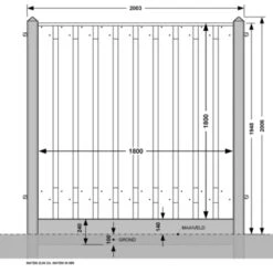 Houtbetonschutting Antraciet Grenen Per Meter -Tuingereedschap Verkoop 123 1899
