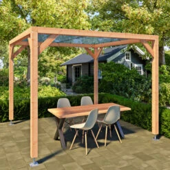 Pergola Silvano Douglas Met Schaduwdoek 324x324 Cm -Tuingereedschap Verkoop 123 2709